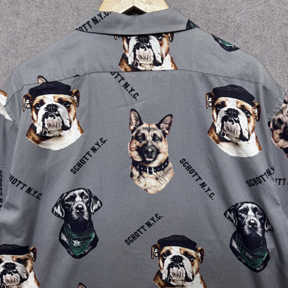 Schott Schott Rayon Open Collar Aloha Total Patern Dog Logo Shirt Size US XL / EU 56 / 4 - 6 Thumbnail