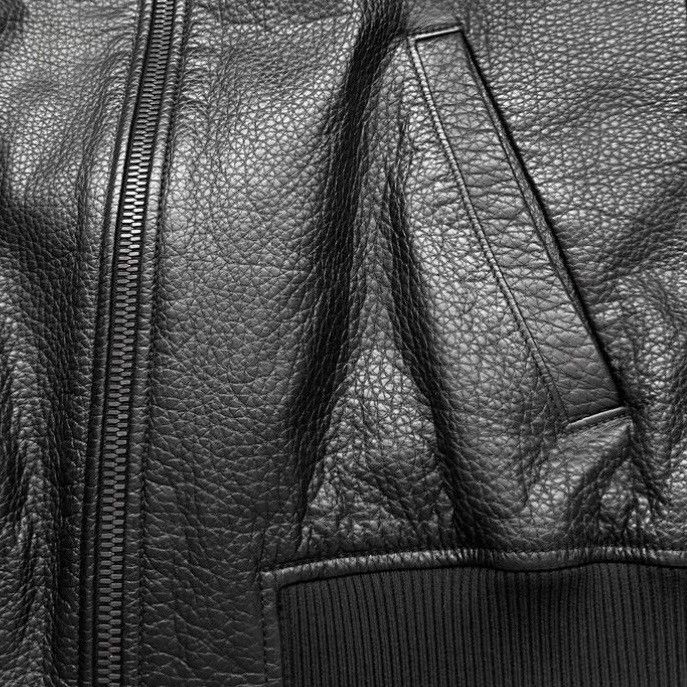 Prada 🧿kulit bison grain leather bomber jacket in black Size US XL / EU 56 / 4 - 4 Thumbnail