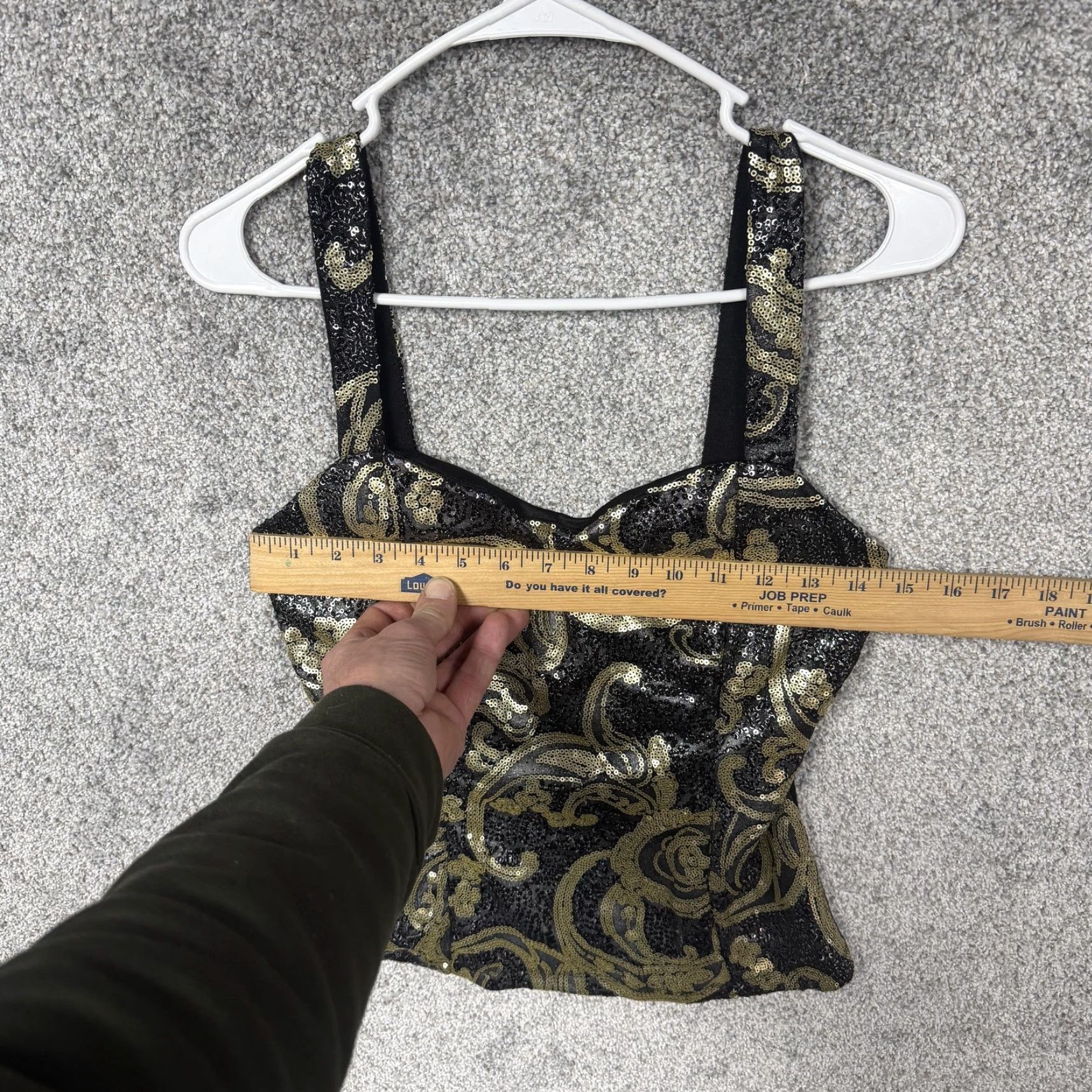 Vintage VINTAGE Deb Juniors L Camisole Tank Top Black Gold Sequin Paisley Night Luxe Clubwear Y2K Size L / US 10 / IT 46 - 3 Thumbnail