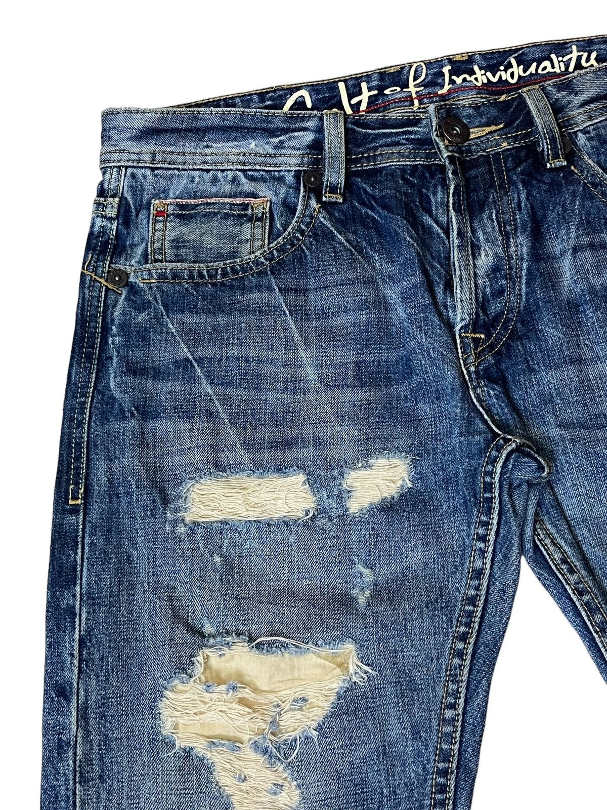 Cult Of Individuality SICK JAPANESE CULT OF INDIVIDUALITY SELVEDGE DISTRESS DENIM Size US 34 / EU 50 - 7 Thumbnail