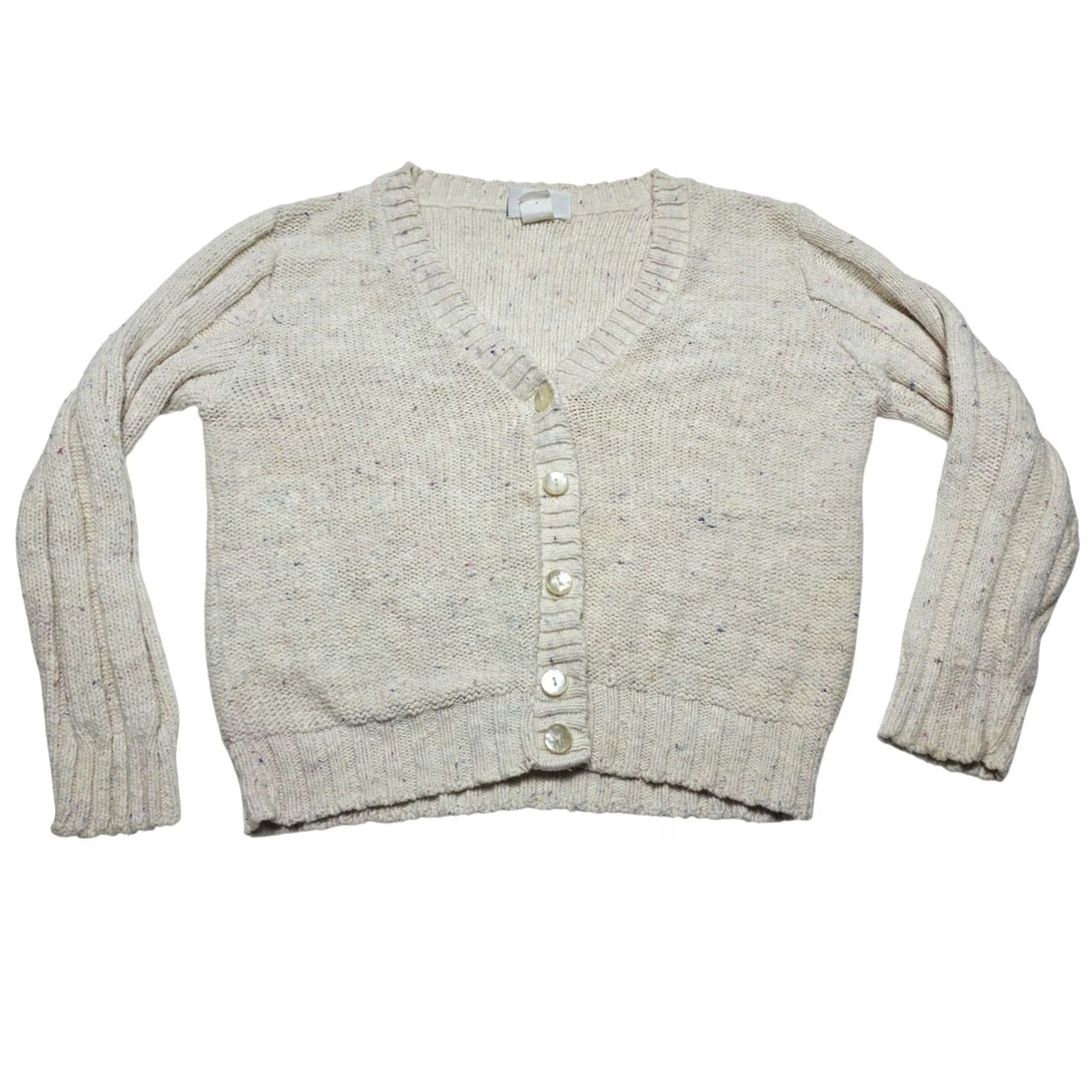 Vintage VINTAGE Avon Fashions Women's Knitted Sweater Cardigan 80s Small Floral Cream Puff Sleeve V-Neck Long Sleeve Button-up Size S / US 4 / IT 40 - 2 Thumbnail