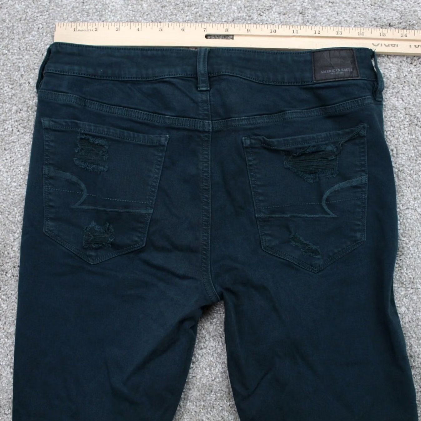 American Eagle Outfitters American Eagle Outfitters Jegging Jeans Womens 10 Green Distressed Stretch 29 in Inseam Regular Rise Mid 8.5-10.5 in 90s Grunge Preppy AE Jeggings Size 32" / US 10 / IT 46 - 6 Thumbnail