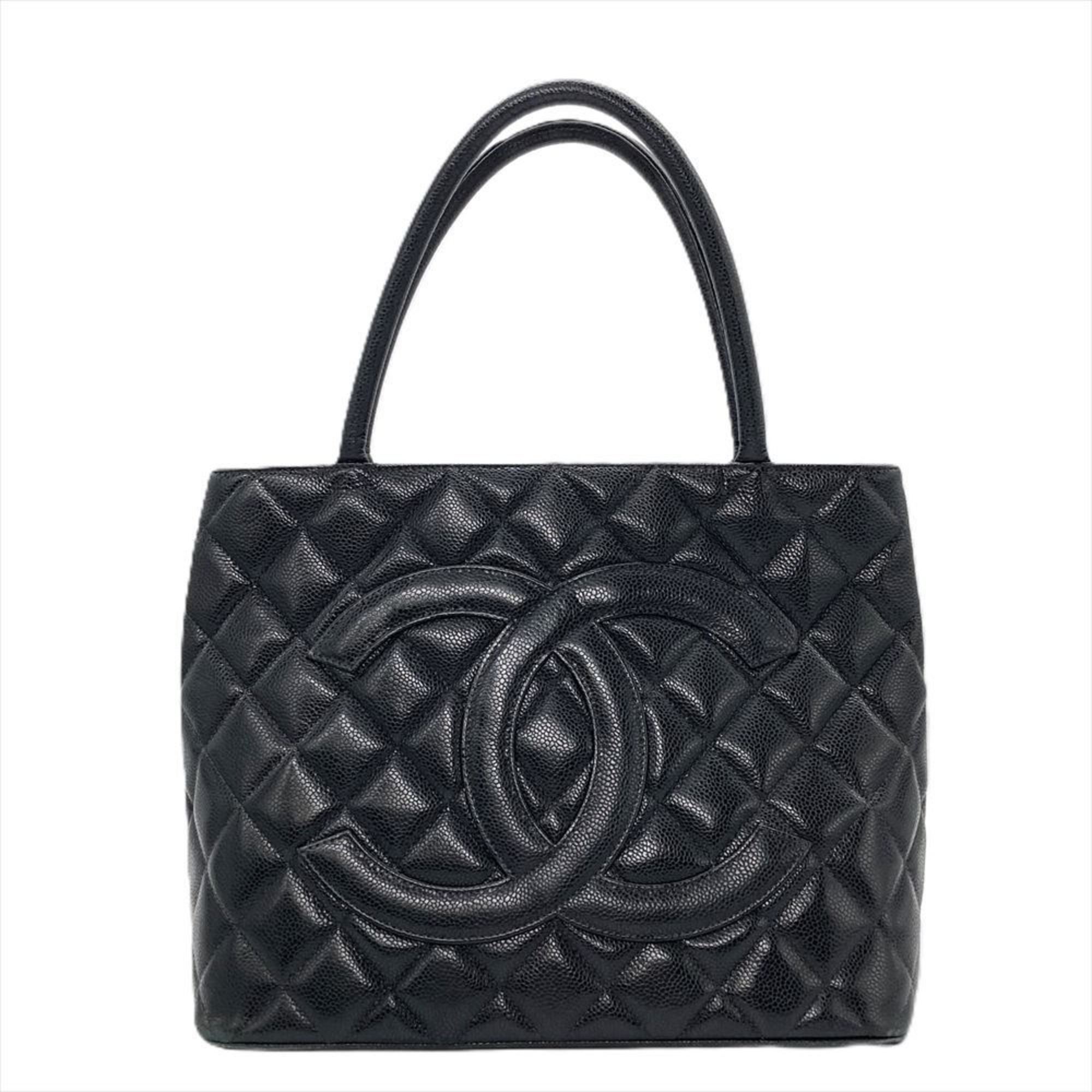 Chanel Matelasse Reproduction Tote Bag Caviar Skin A01804 Black Coco Mark Women's