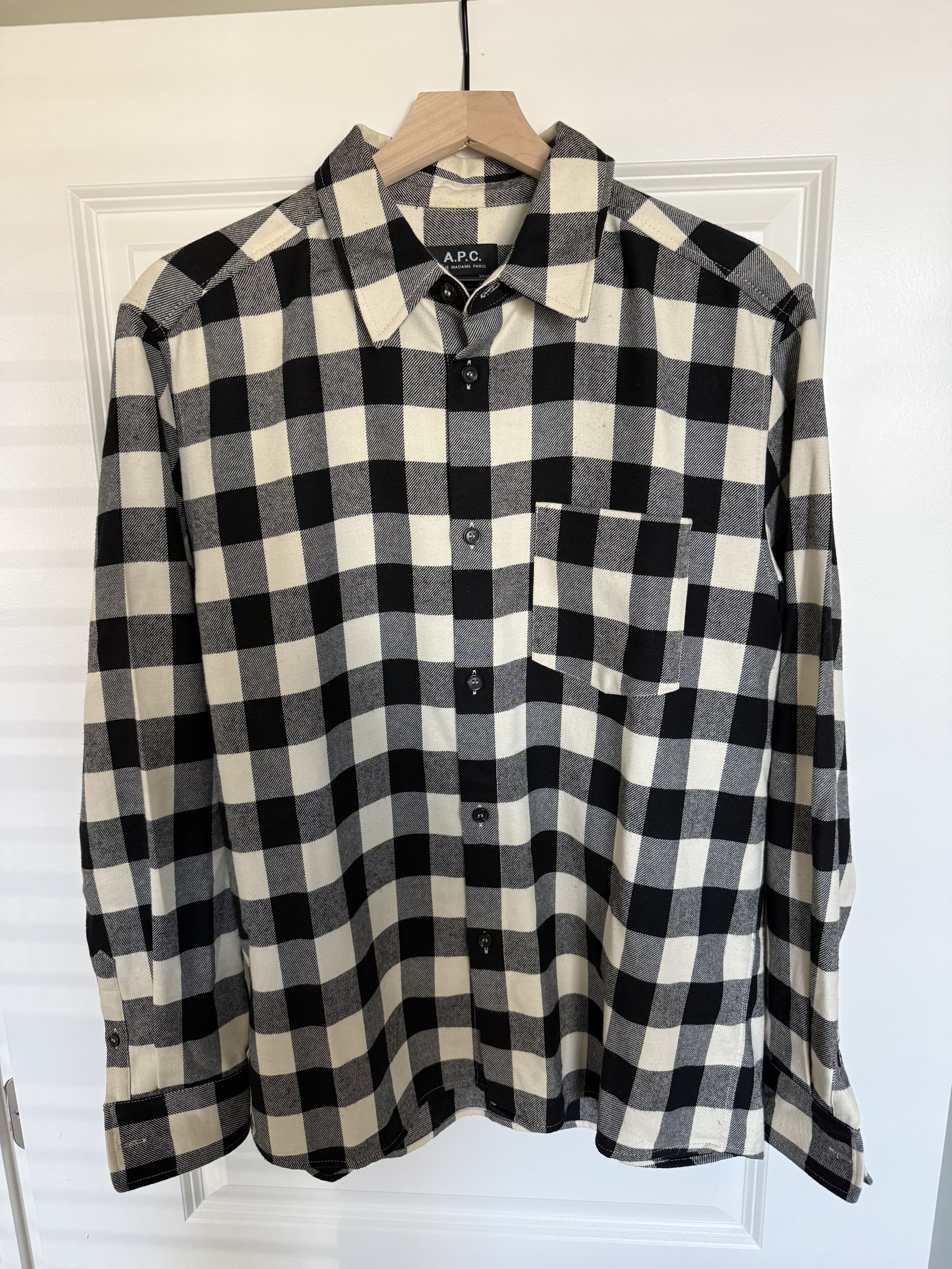 A.P.C. Plaid Wool Button Down Shirt Size US L / EU 52-54 / 3 - 1 Thumbnail