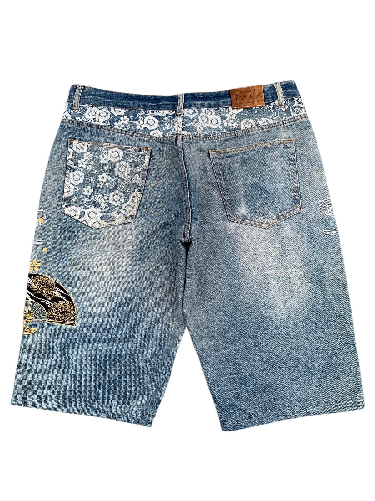 Kapital FUGUTAITEN GEISHA EMBROIDERY LIKE KARAKURI JORTS STYLE DENIM Size US 38 / EU 54 - 2 Thumbnail
