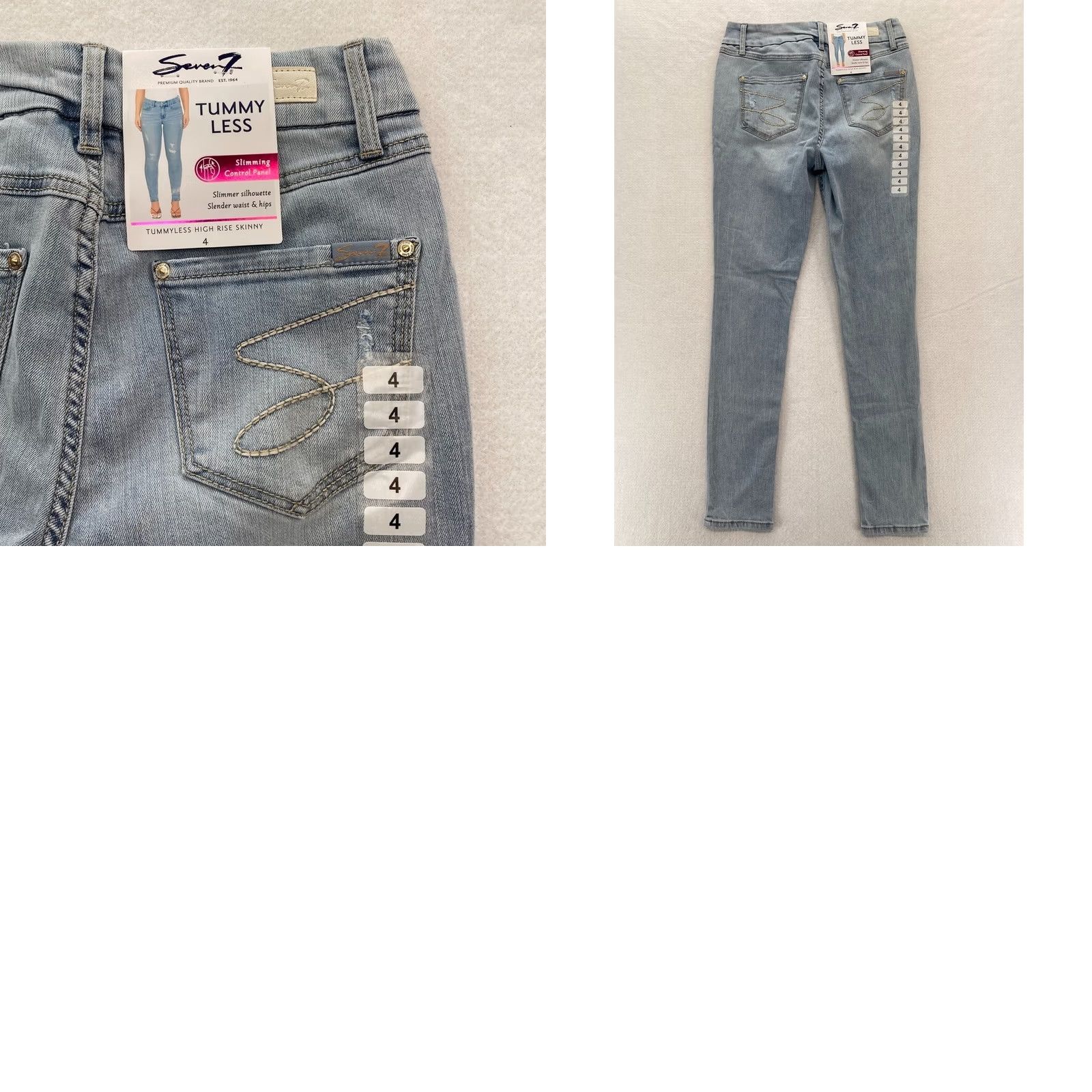 Vintage Seven7 Jeans Women's 4 Tummyless High Rise Skinny Light Wash Denim Jeans Size 27" / US 4 / IT 40 - 9 Thumbnail