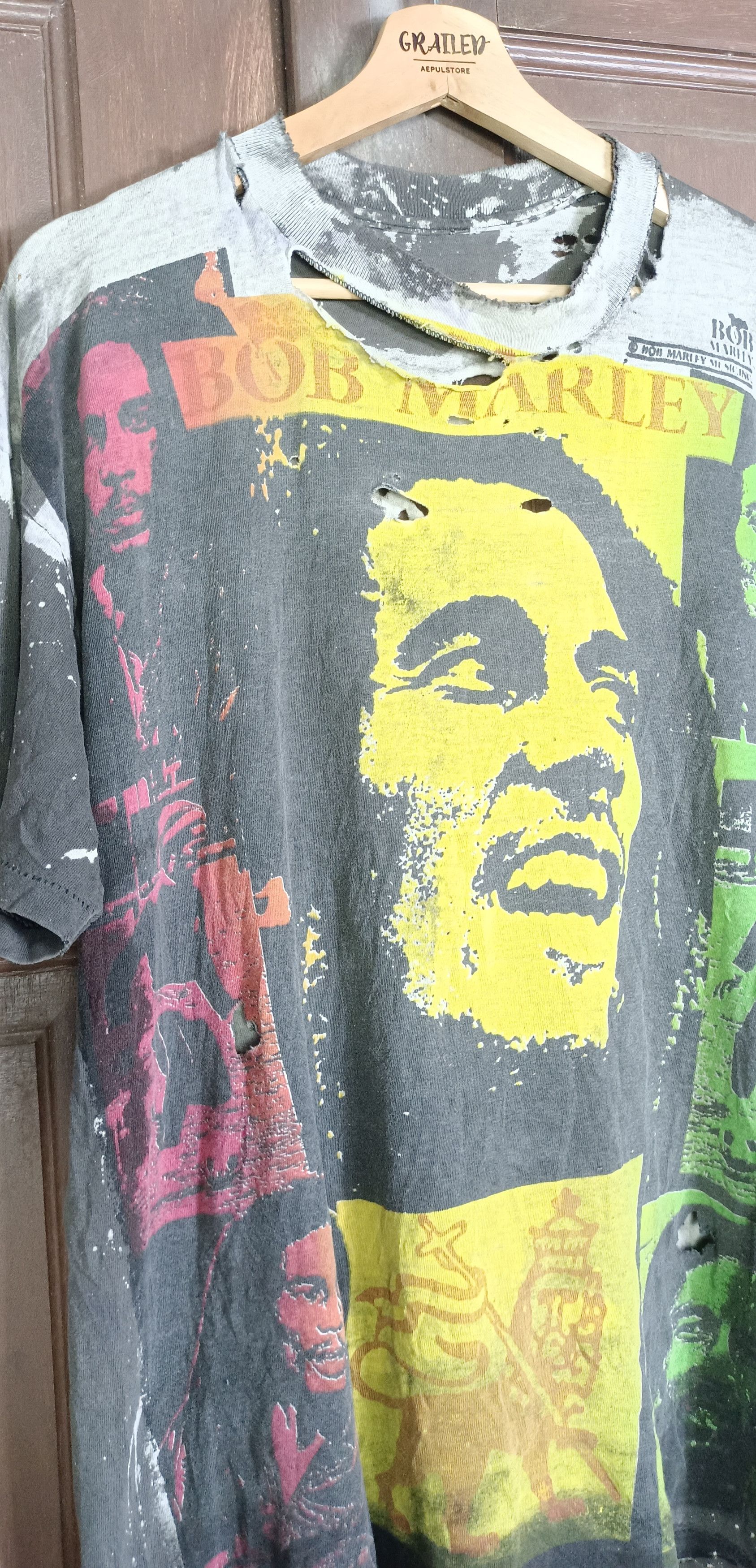 Bob Marley True Vintage🔥Bob Marley Mosquitohead 90s AOP Size US L / EU 52-54 / 3 - 2 Thumbnail