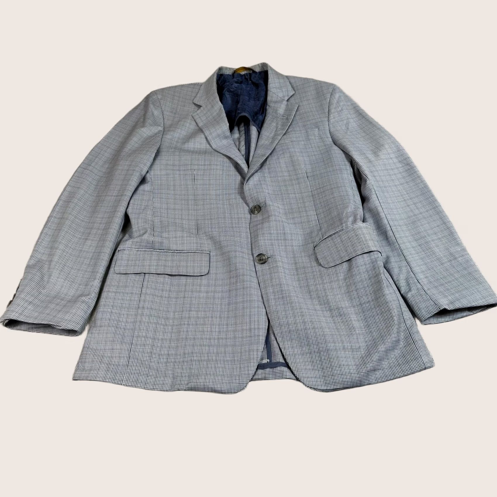 Robert Talbott Robert Talbott Wool Carmel Blazer Sport Coat Mens 40R Gray Check Two-Button Notch Lapel Jacket/Coat Regular Size 40R - 1 Thumbnail