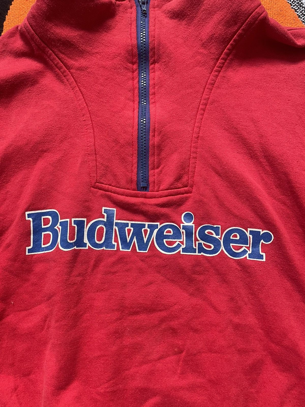 Budweiser × Vintage Vintage Budweiser Beer Half Zip Sweatshirt 90s Size US XL / EU 56 / 4 - 2 Thumbnail