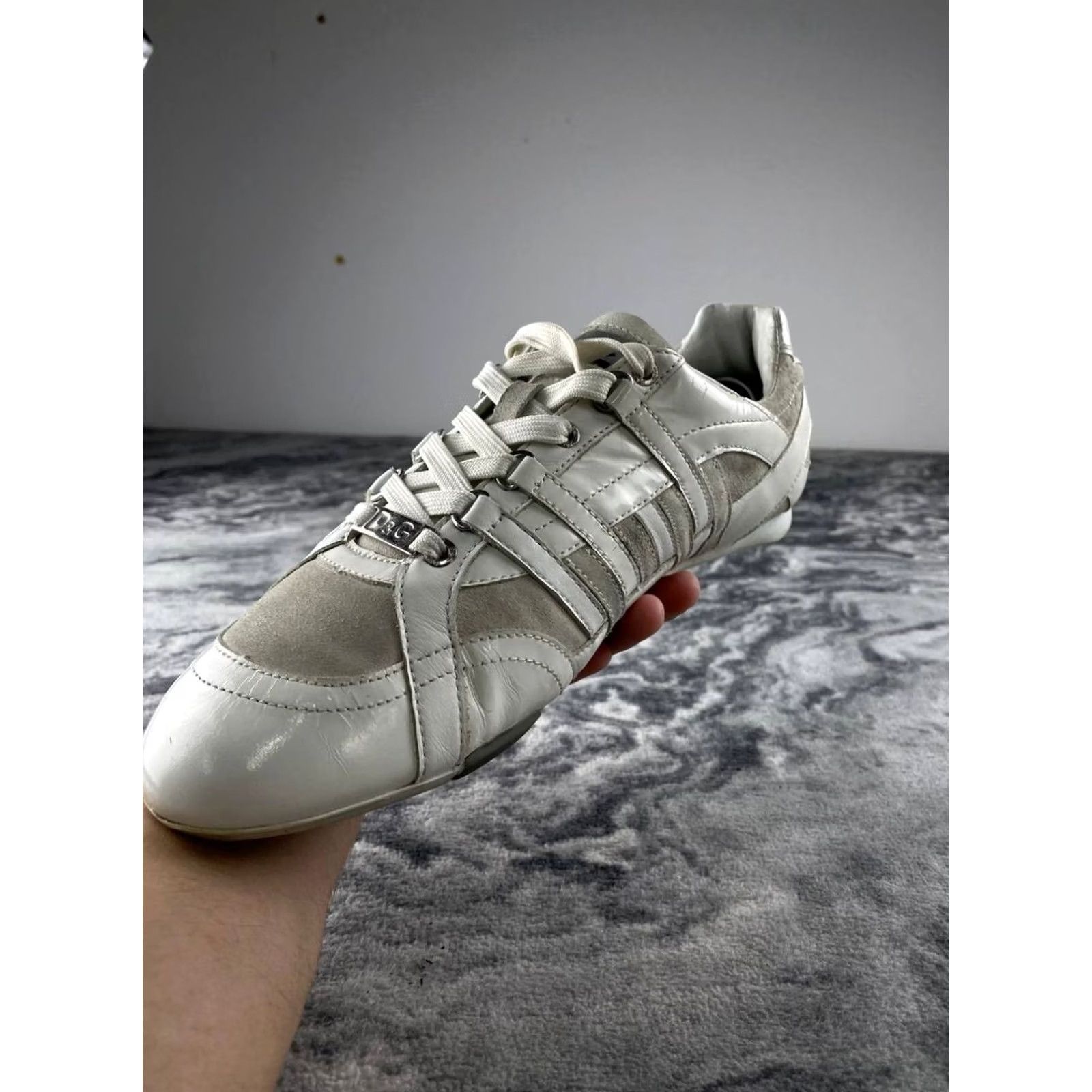 Dolce & Gabbana VINTAGE Dolce&Gabbana Sneaker Men White 41.5 Leather Casual Lace Up Round Toe Comfort Size US 9 / EU 42 - 3 Thumbnail