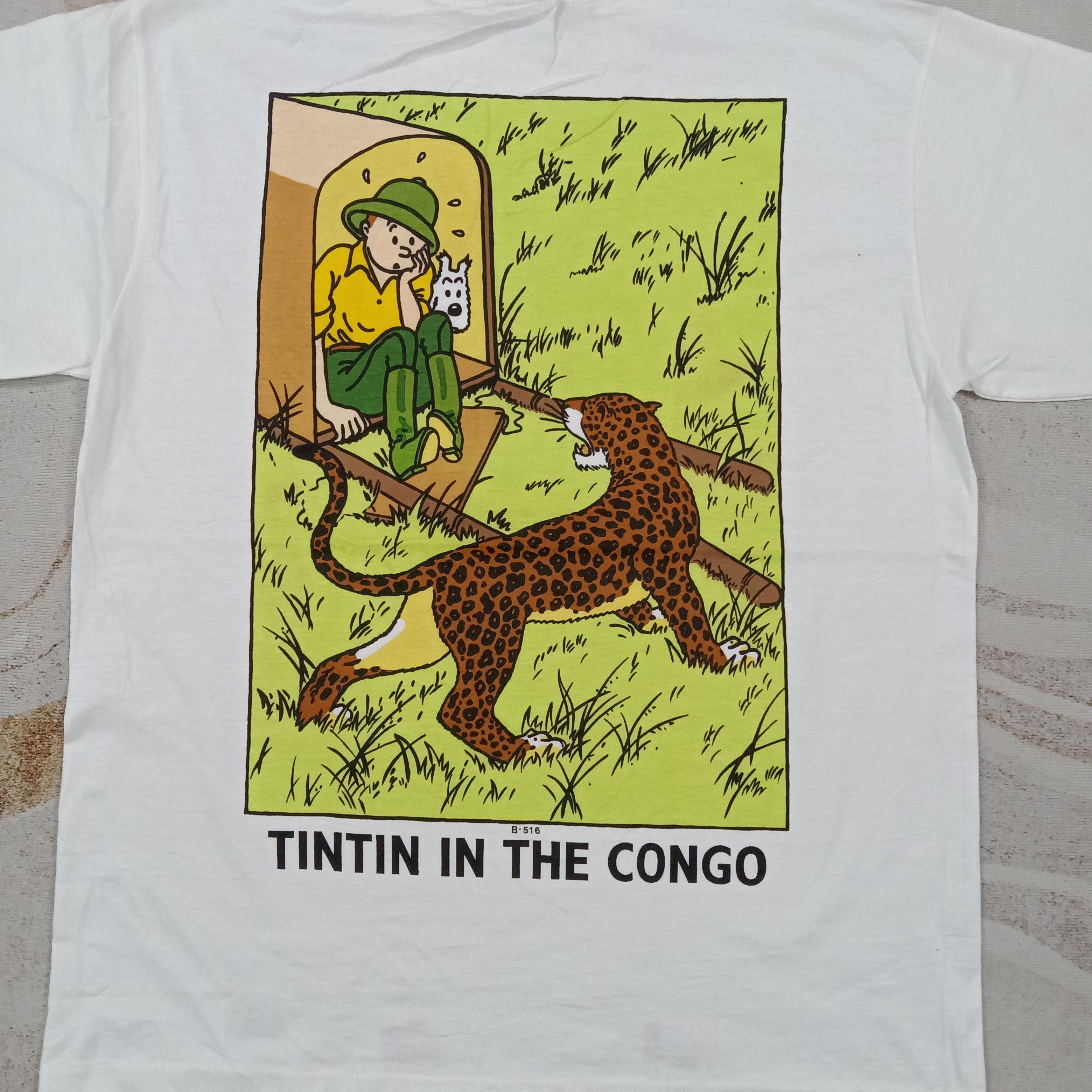 Vintage Tintin In The Congo Classic Cartoons Tshirt C276N3 Size US L / EU 52-54 / 3 - 2 Thumbnail