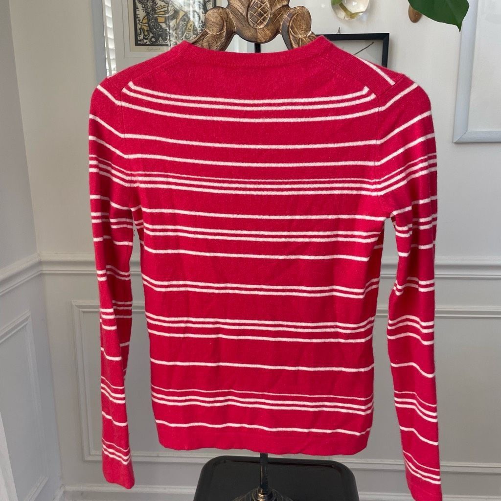Saks Fifth Avenue Saks Fifth Avenue 100% Cashmere Tulip Pink Stripe Sweater S Size M / US 6-8 / IT 42-44 - 5 Thumbnail