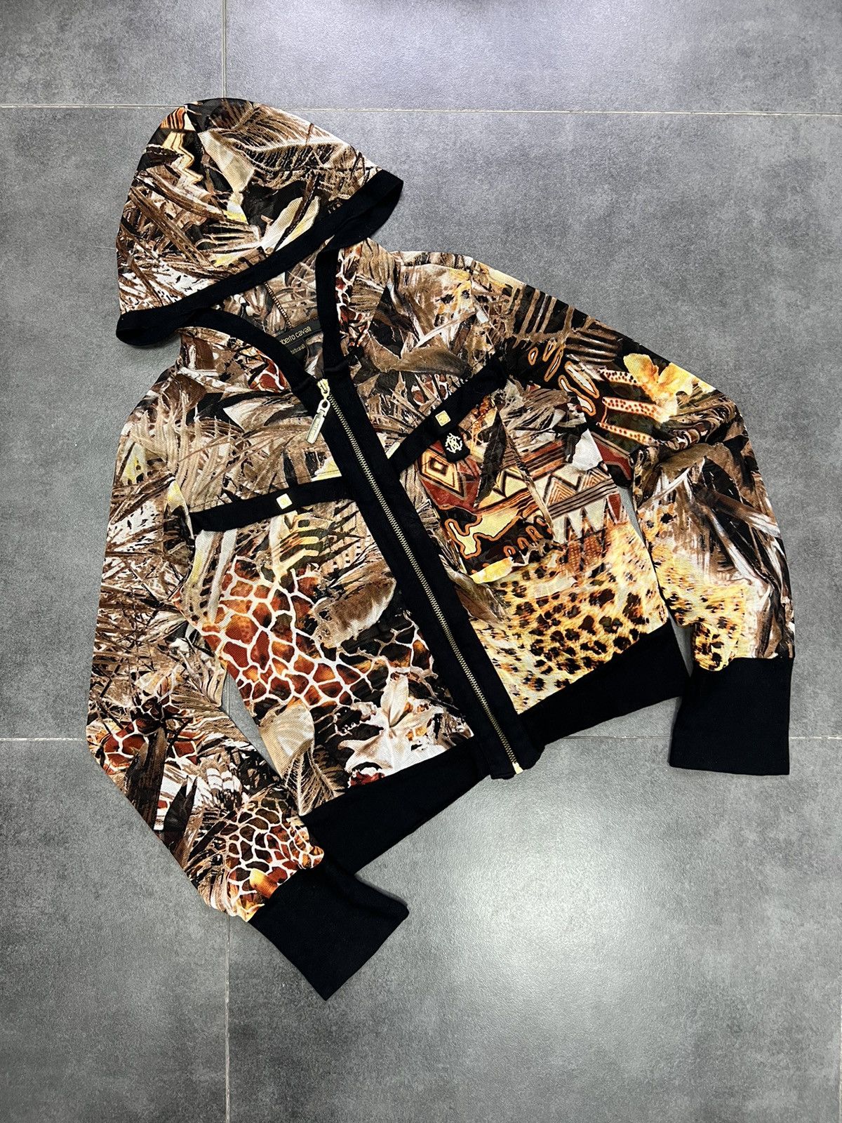 Roberto Cavalli × Vintage Y2K Mesh zip Hoodie JpG Gaultier Cavalli 00s 90s Size M / US 6-8 / IT 42-44 - 1 Thumbnail