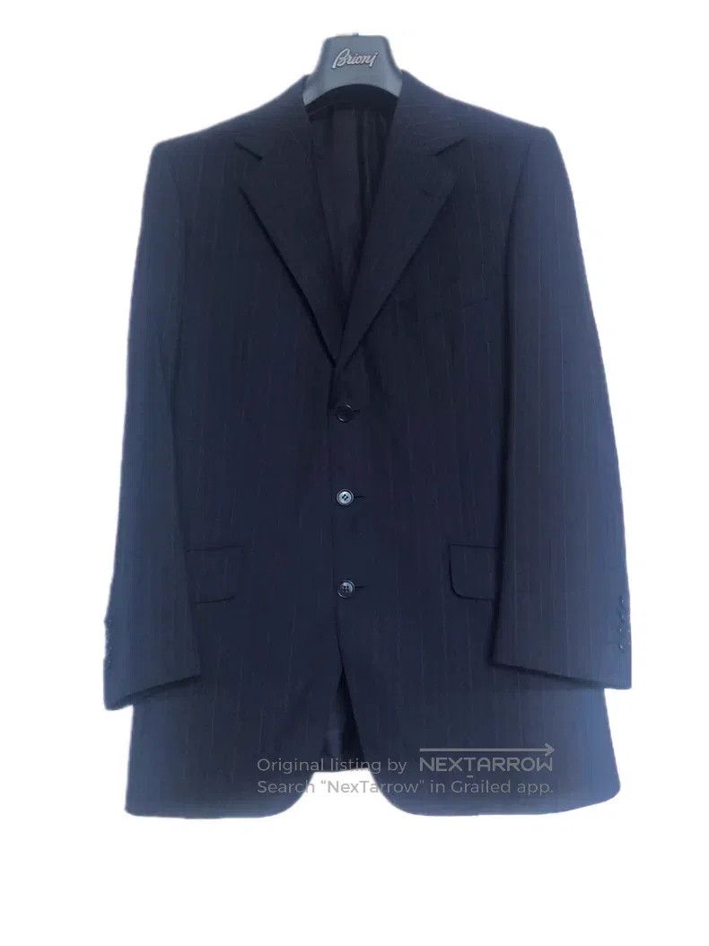 Brioni Striped Italian Navy Blue Suite