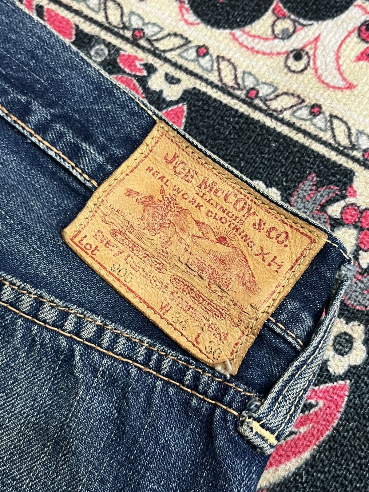 The Real McCoy's Joe McCoy & Co Lot 905 Dark Faded Distressed Selvedge Jeans Size US 34 / EU 50 - 10 Thumbnail
