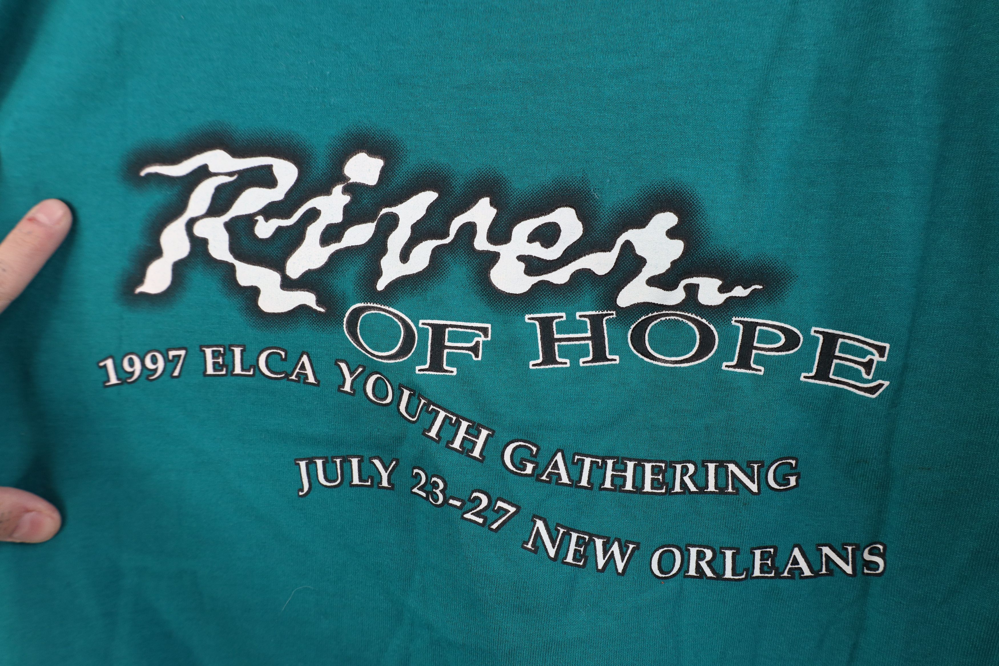 Vintage Vintage 90s Christian River of Hope ELCA Youth T-Shirt USA Size US XL / EU 56 / 4 - 11 Thumbnail