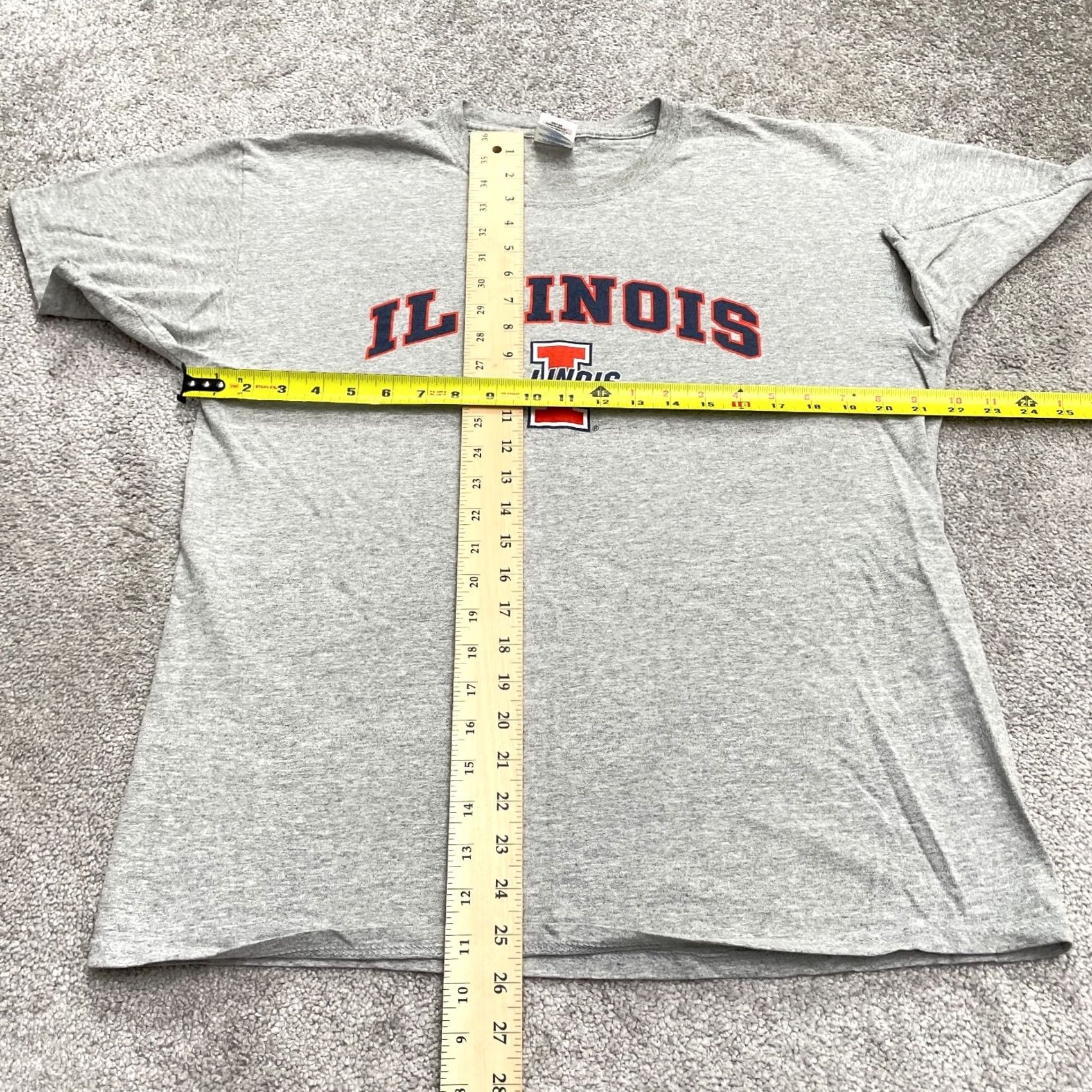 Gildan Gildan Heavy Cotton T-Shirt Mens Large Gray University Of Illinois Tee Size US L / EU 52-54 / 3 - 7 Thumbnail
