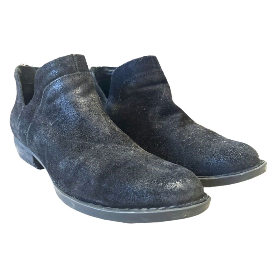 Born Born Kerri Boot Low Block Heel Black Leather Distress Bootie Women's 8M Boho Size US 8 / IT 38 - 2 Thumbnail