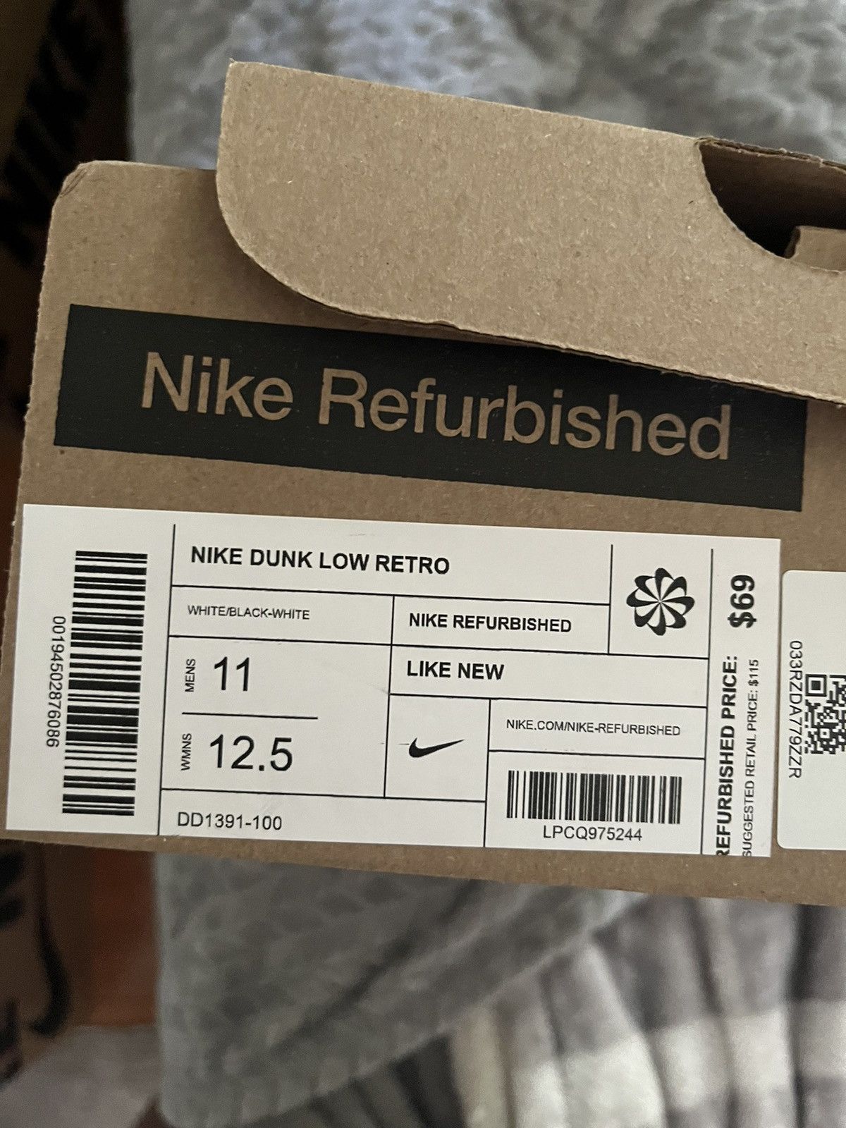 Nike Nike Dunk Low Retro White Black Panda Size US 11 / EU 44 - 6 Thumbnail