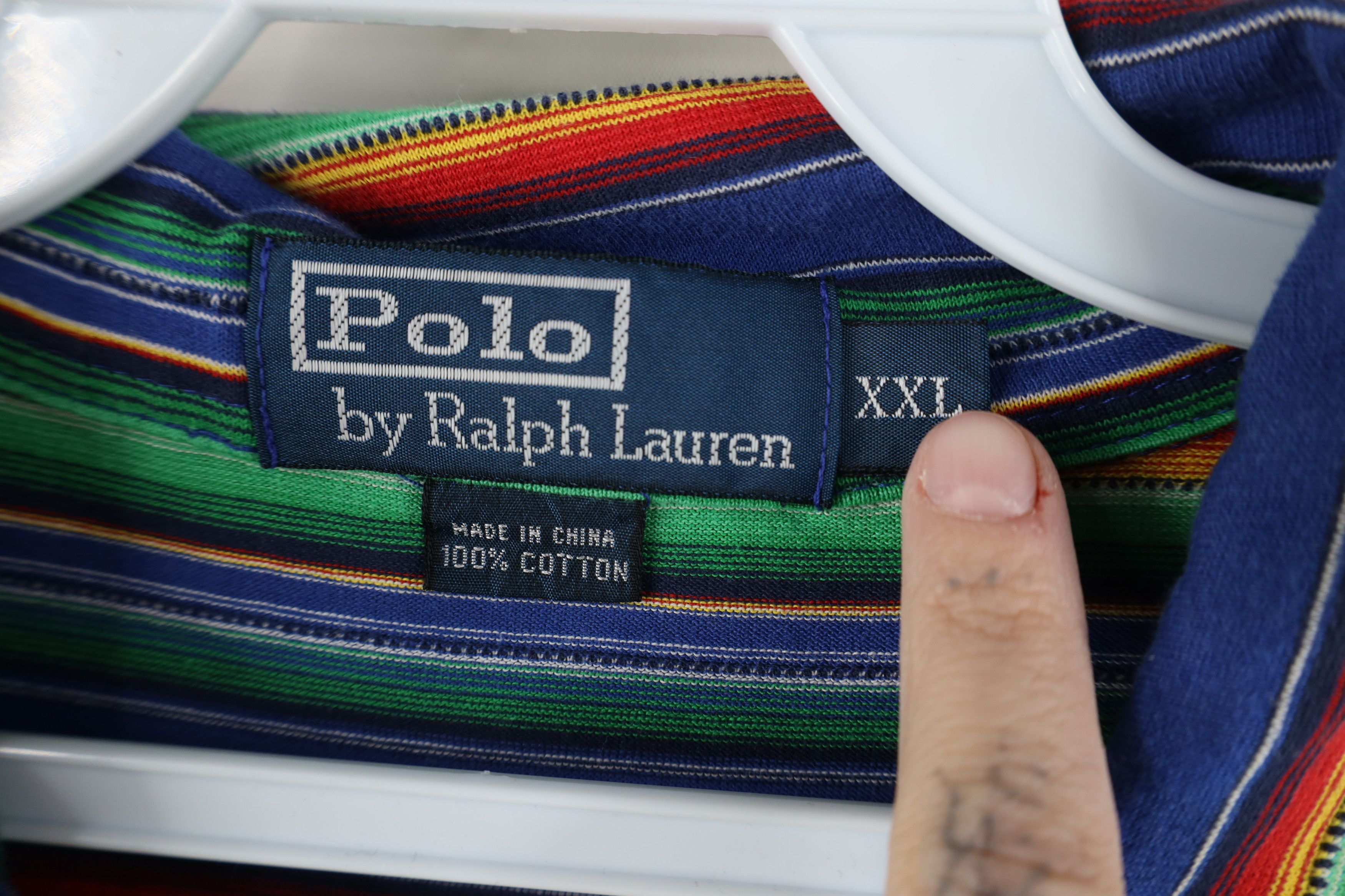 Ralph Lauren Vintage 90s Ralph Lauren Striped Knit Collared Polo Shirt Size US XXL / EU 58 / 5 - 8 Thumbnail