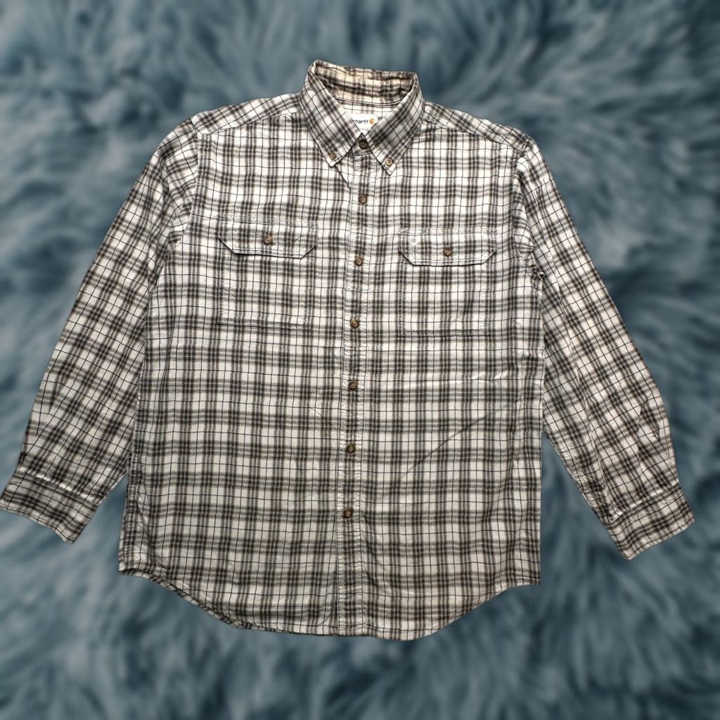 Carhartt Carhartt Plaid Button-Up Shirt Mens L Long Sleeve Green Pockets Shirt Size US L / EU 52-54 / 3 - 1 Thumbnail