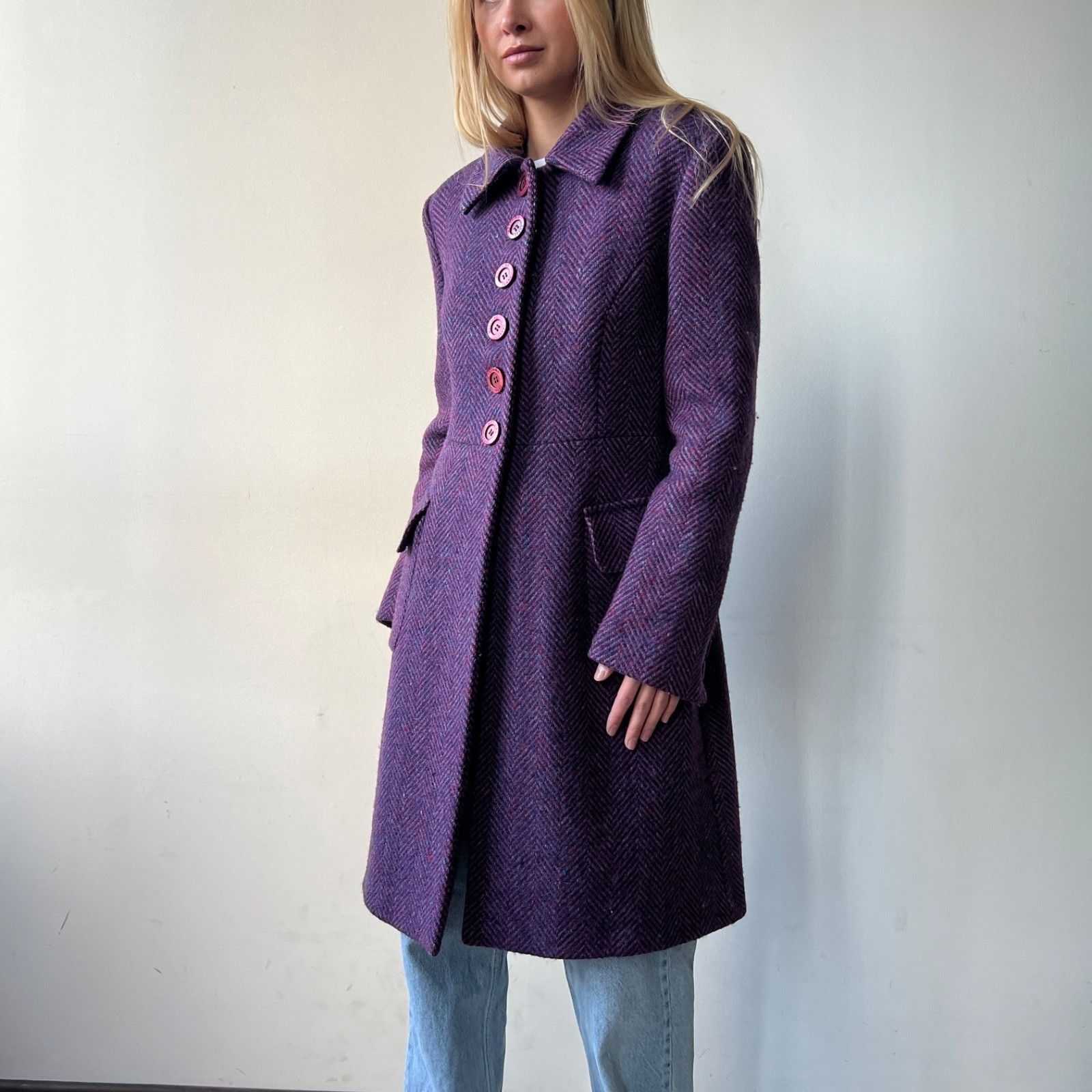 Moschino Moschino Jeans Vintage Herringbone Wool Coat 9729AC Size S / US 4 / IT 40 - 3 Thumbnail