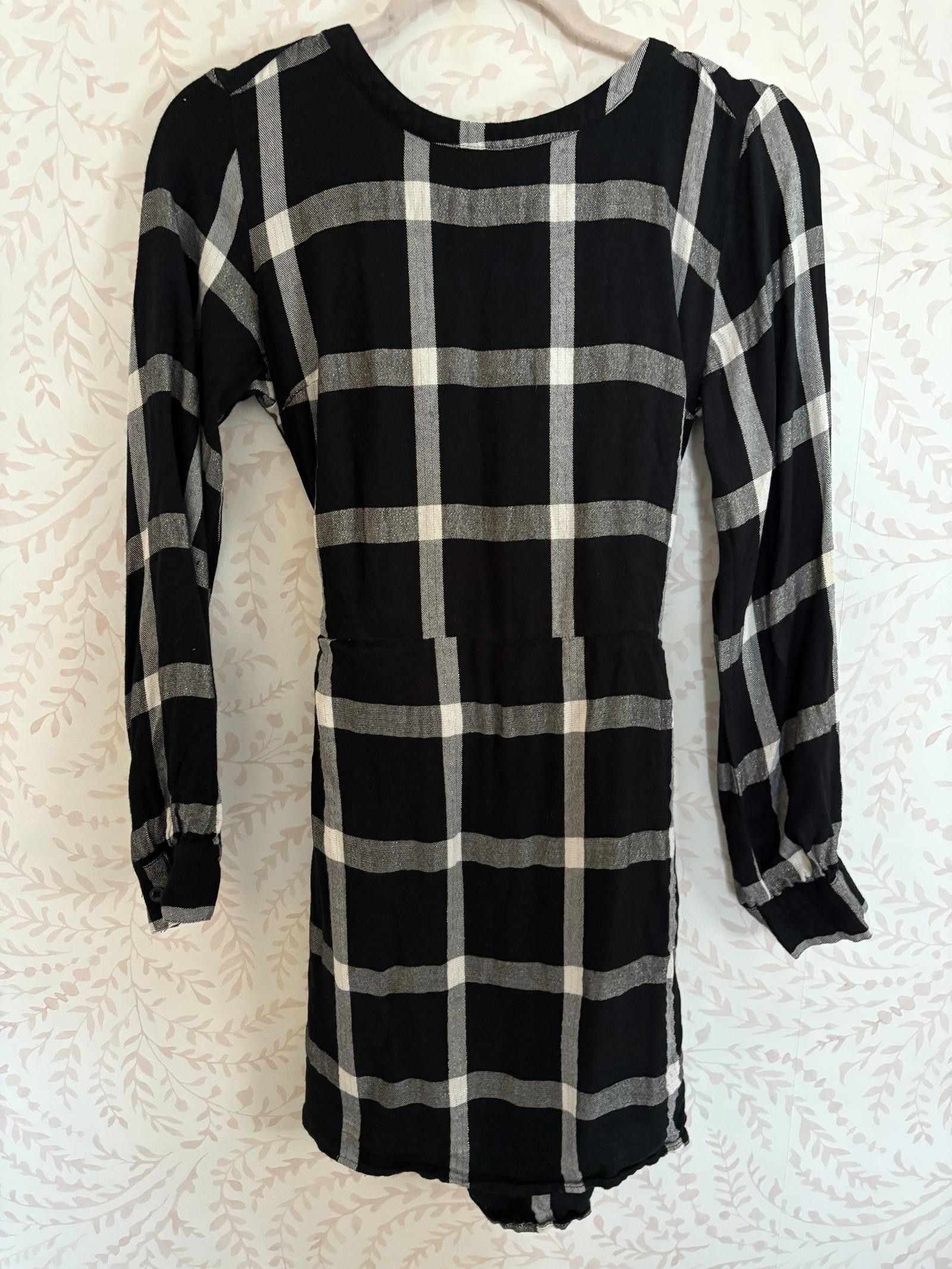 Designer Lurex, Black and White Plaid Dress with Belt Size S / US 4 / IT 40 - 1 Thumbnail