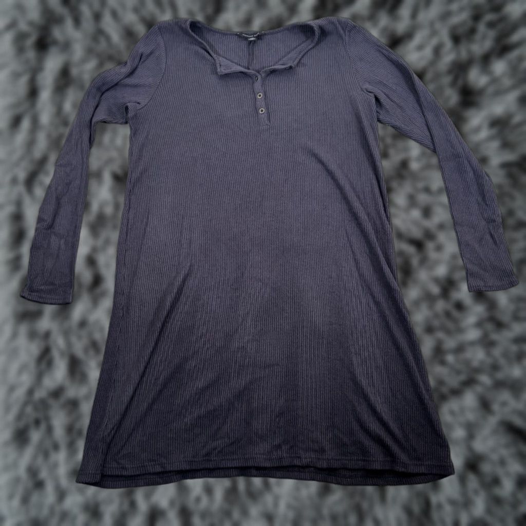 American Eagle Outfitters American Eagle Dress Large Henley Ribbed Minimalist 2010s Soft Bella Swan Size L / US 10 / IT 46 - 1 Thumbnail