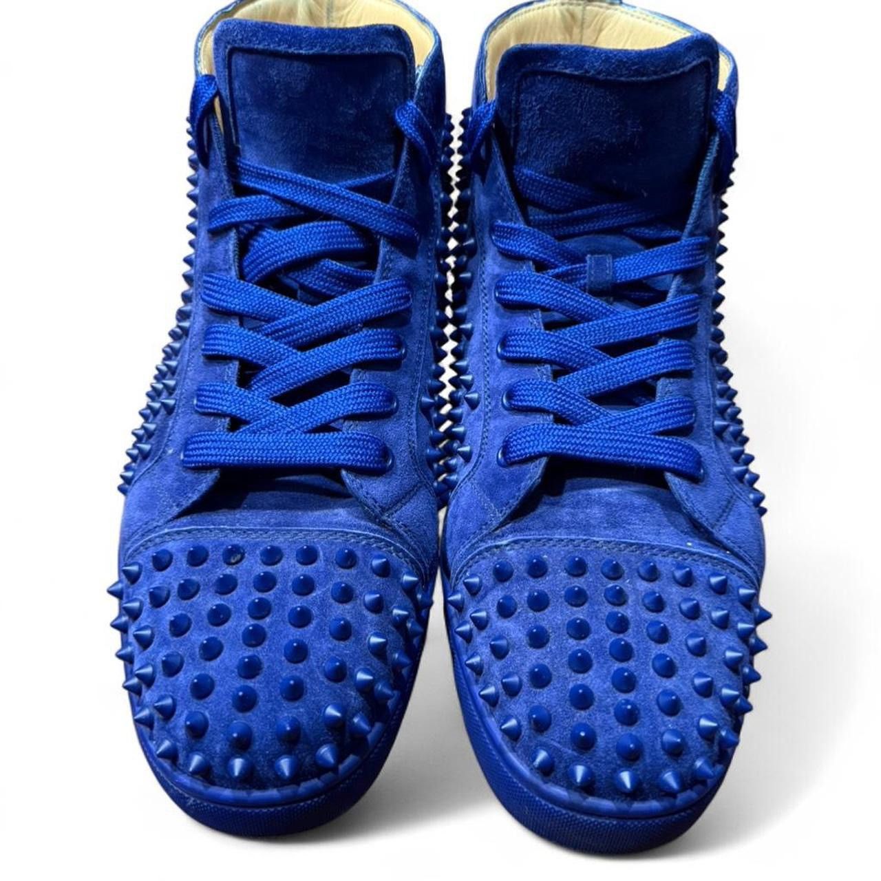 Christian Louboutin Christian Louboutin Blue Suede Louis Spike High Top Sneakers Size US 13 / EU 46 - 4 Thumbnail