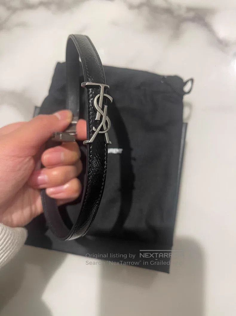 Saint Laurent Paris Saint Laurent Paris Black leather wristband Size ONE SIZE - 7 Thumbnail