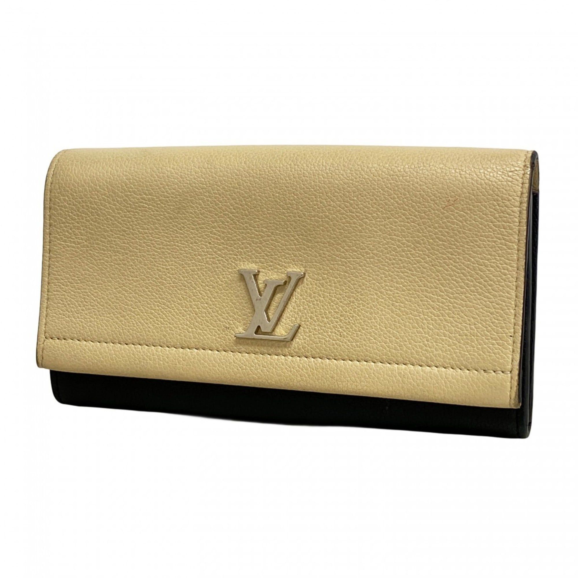 Louis Vuitton Portefeuille Lockme II Long Wallet M62328 Beige Black Women's P2408507