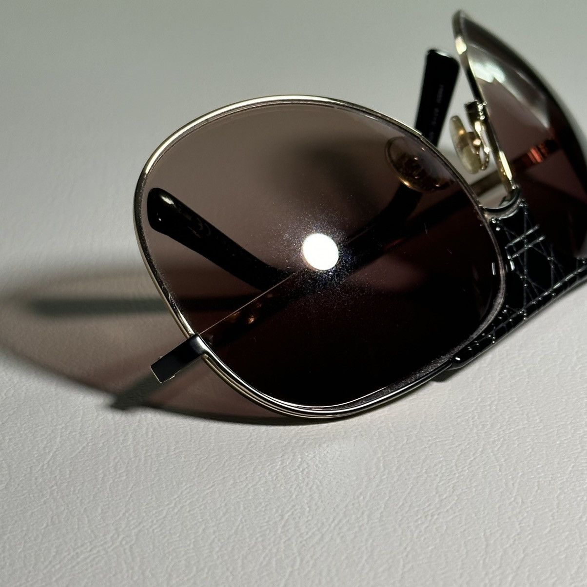 Dior Dior MyLadyDior8 Gold and Black Large Aviator Sunglasses Size ONE SIZE - 7 Thumbnail