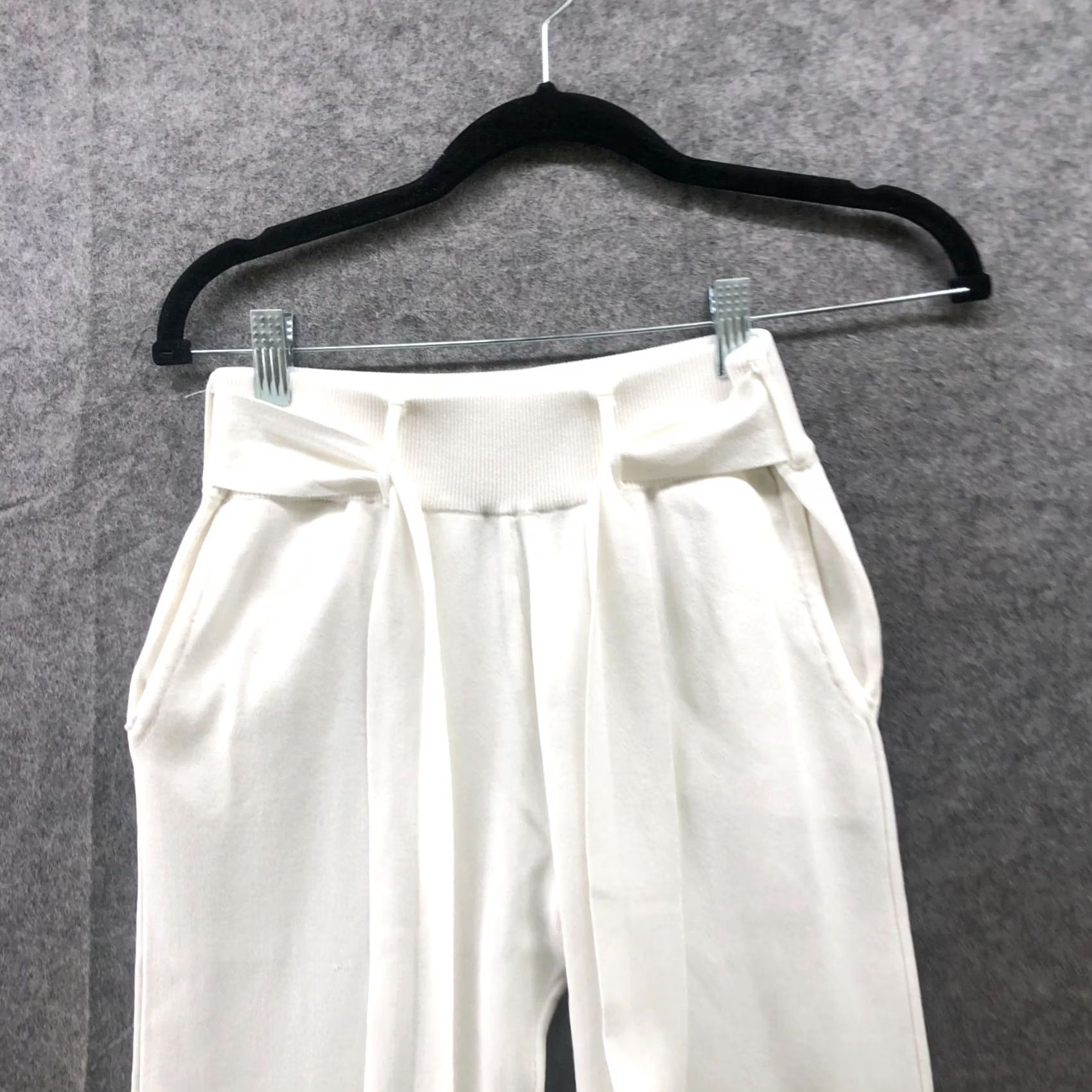 Zara Zara Knit Jogger Pants Womens S White Tie Waist High Rise Knit Front Flat Front Relaxed Comfort Seasonal Fall Winter Spring Mens Womens Girls Boys Size 28" / US 6 / IT 42 - 3 Thumbnail