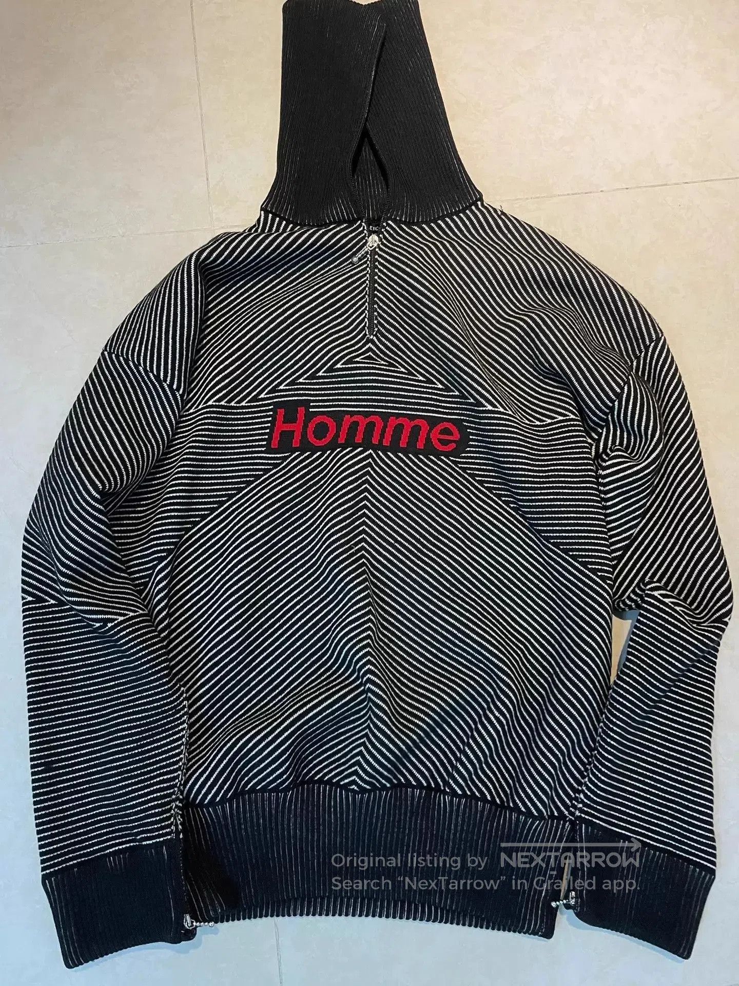 Balenciaga Striped 'Homme' Graphic Hooded Sweatshirt. Size US XS / EU 42 / 0 - 1 Thumbnail