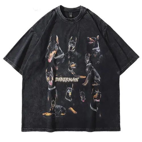 90s Doberman Oversized Printed Vintage T Shirt