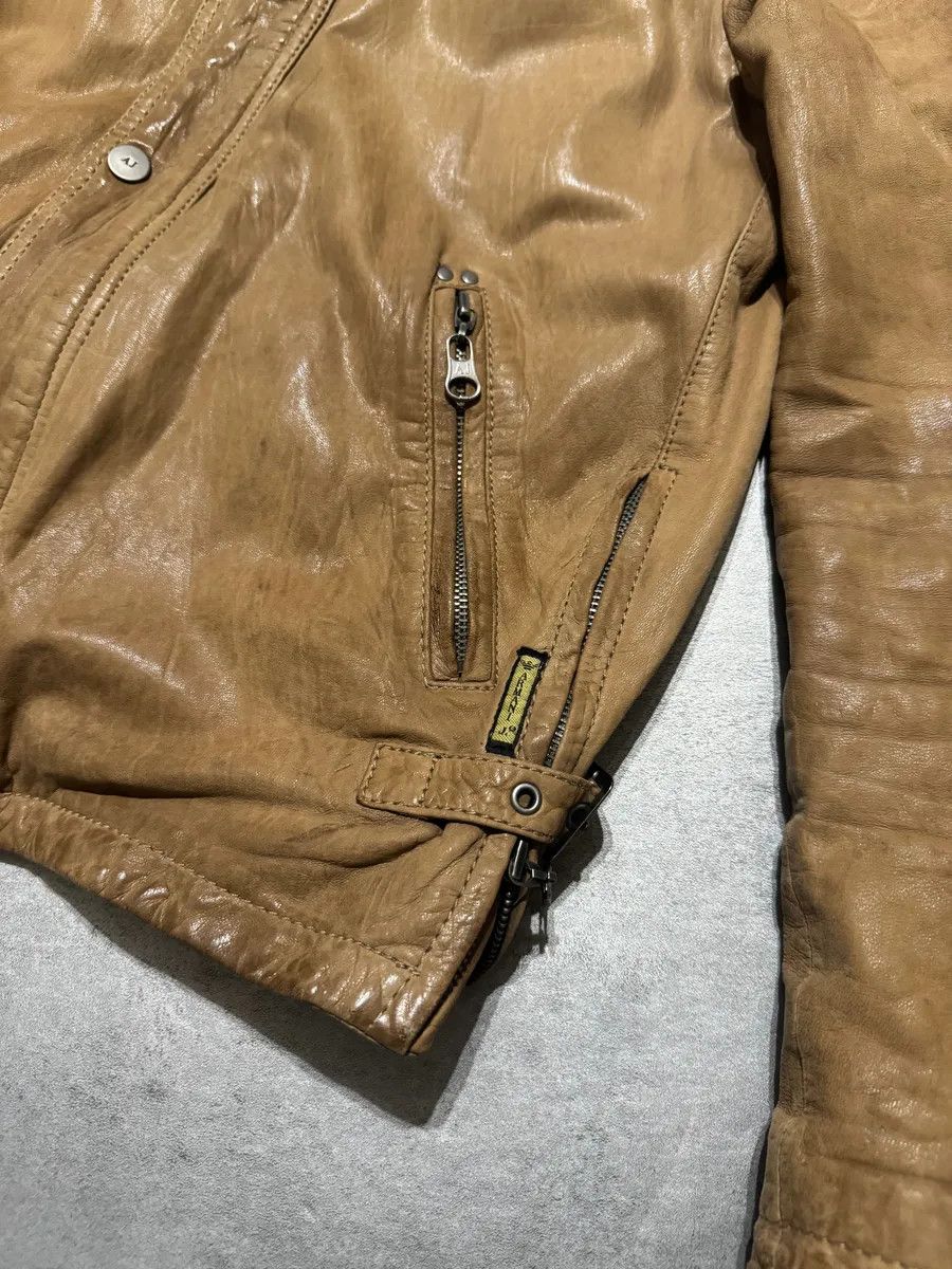 Armani 2000s Armani Padded Beige Leather Biker Jacket Size US M / EU 48-50 / 2 - 7 Thumbnail