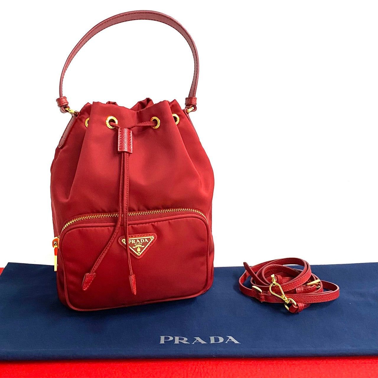 Prada Prada Shoulder Bag Red Leather Size ONE SIZE - 1 Thumbnail