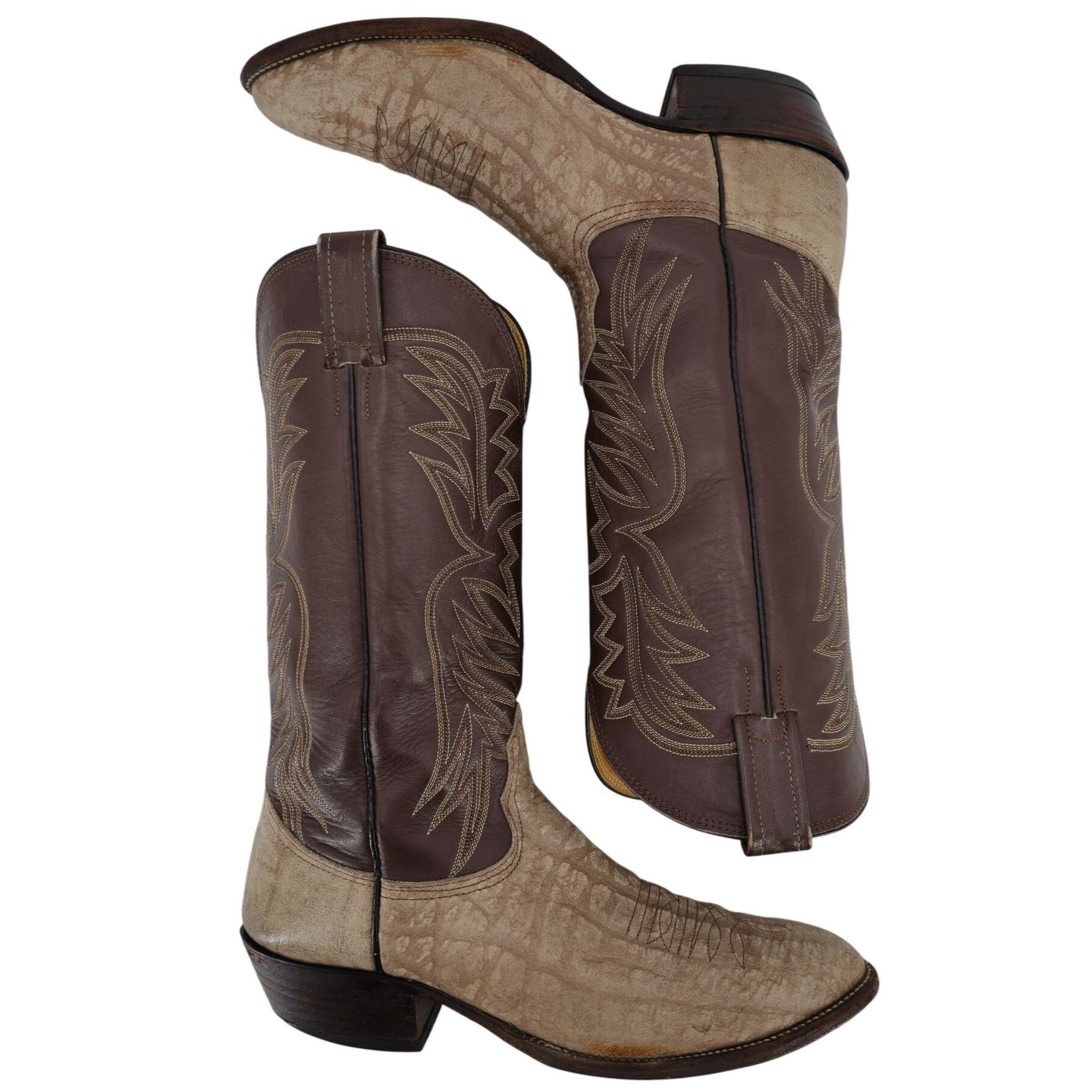 Nocona Boots Nocona Cape Buffalo Cowboy Boots Mens 10D Brown Tan Exotic Size US 10 / EU 43 - 3 Thumbnail
