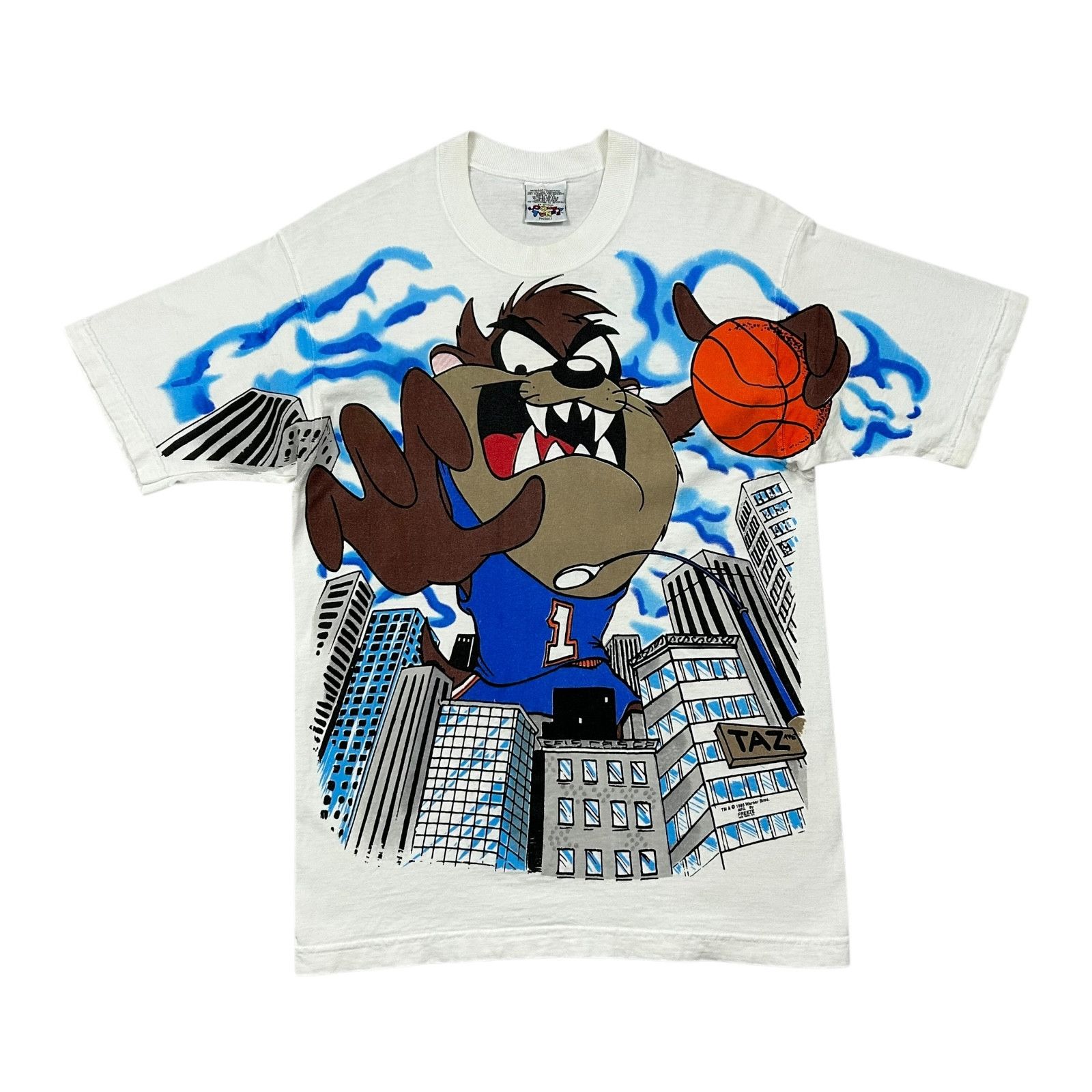 Vintage 90s TAZ WARNER BROS LOONEY TUNES FREEZE 1995 AOP T-SHIRT Size US M / EU 48-50 / 2 - 1 Thumbnail