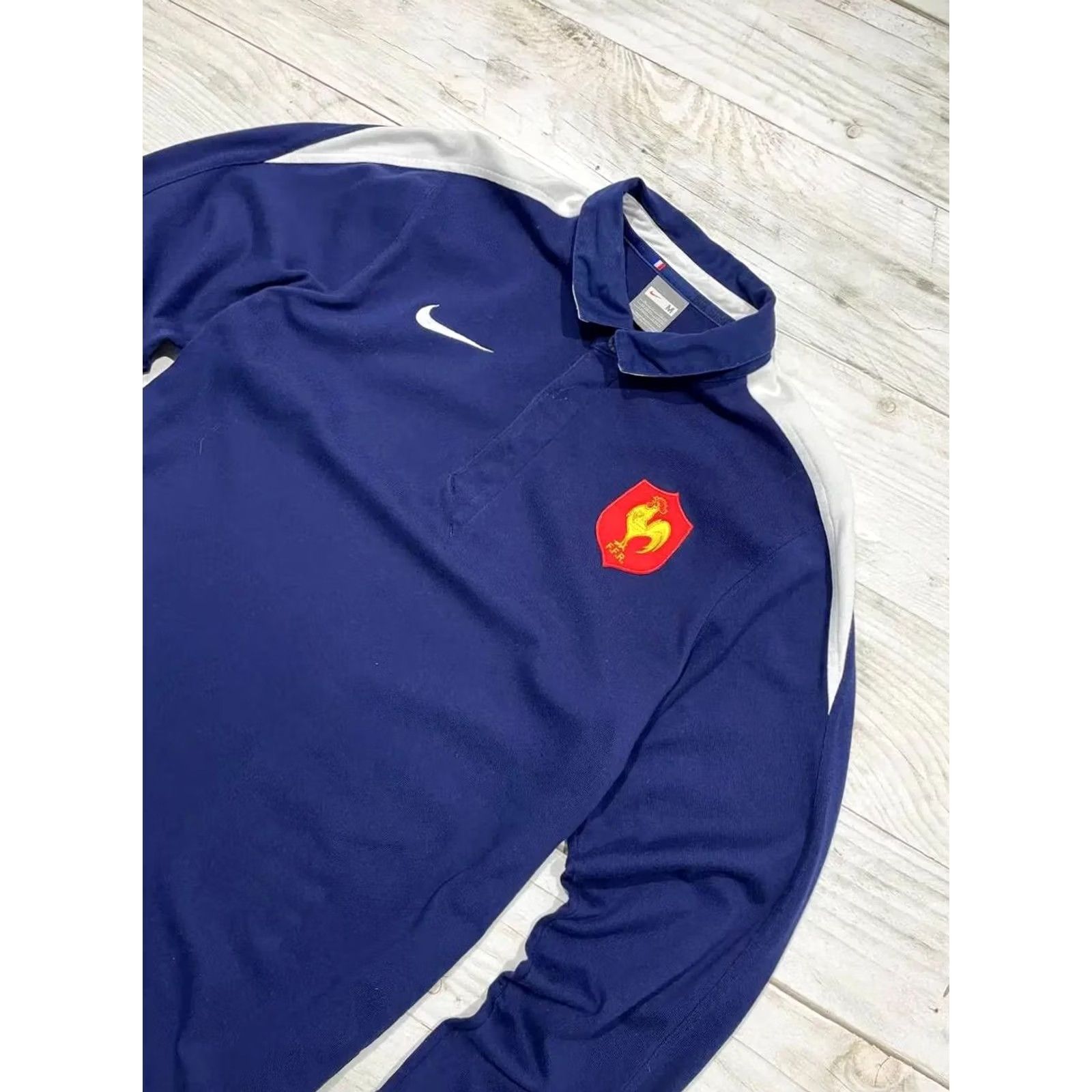 Nike VINTAGE Nike France Rugby Polo Shirt Long Sleeve Adult M Blue 2000s Y2K Mens Size US M / EU 48-50 / 2 - 2 Thumbnail