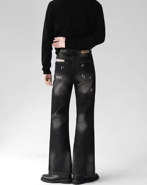 VIBE Smoky gray distressed micro-flared denim trousers Size US 30 / EU 46 - 8 Thumbnail
