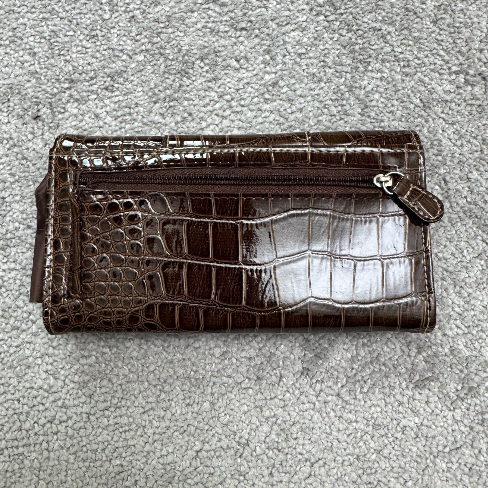 Vintage VINTAGE Faux Leather Croc Embossed Long Wallet Clutch Card Slot Brown Women's Wallet Classic Size ONE SIZE - 2 Thumbnail