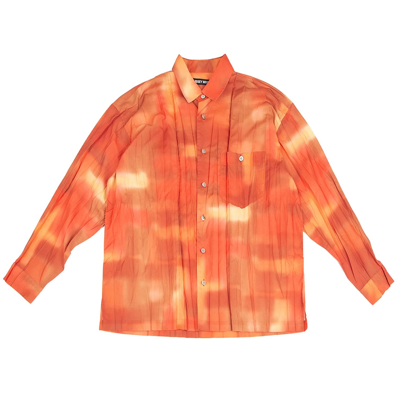 Issey Miyake Tie-Dye Pleated Design Shirt in Orange Size US XL / EU 56 / 4 - 1 Thumbnail