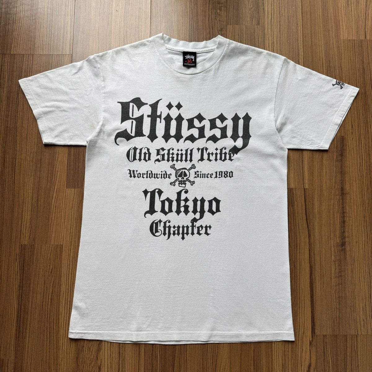 Stussy WORLD TRIBE 1980 スカジャン Stussy Old Skull Tribe Worldwide NY Chapter Skull Black T
