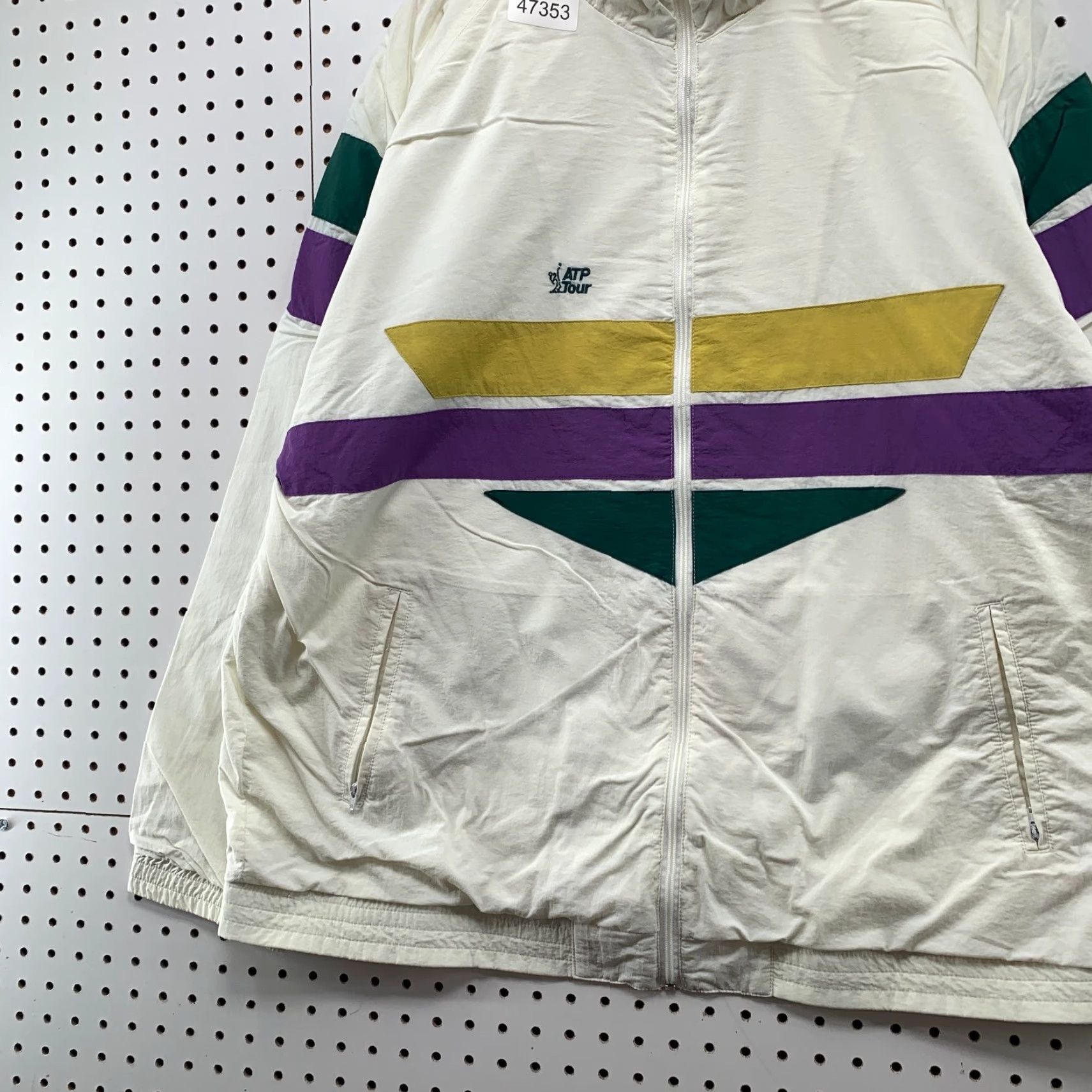 Adidas VINTAGE Adidas ATP Tour Windbreaker Jacket Mens XL Oversized White Purple Size US XL / EU 56 / 4 - 5 Thumbnail