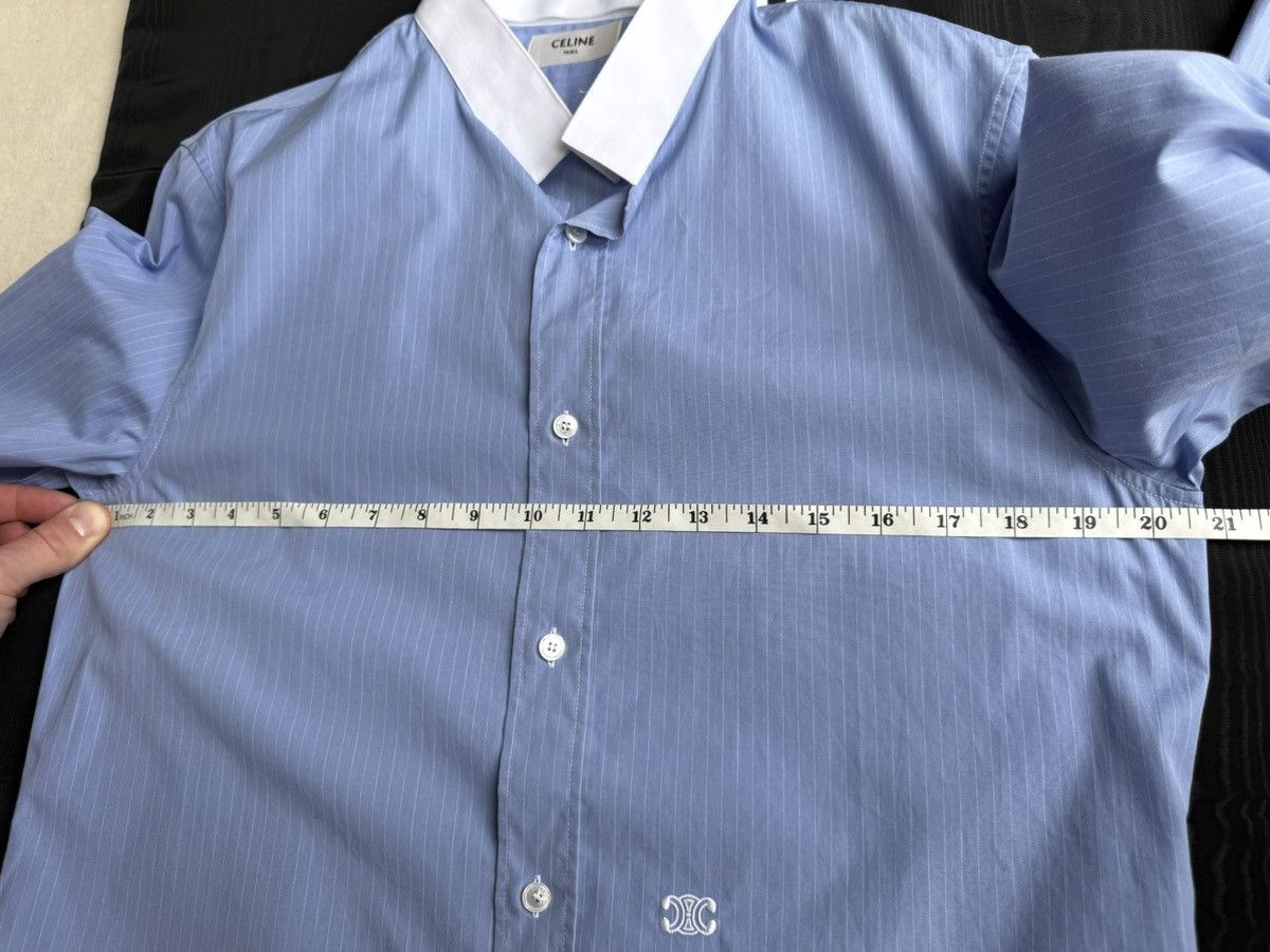 Celine × Hedi Slimane SS24 Celine Triomphe logo blue stripe shirt Hedi sample 39 Size US M / EU 48-50 / 2 - 3 Thumbnail