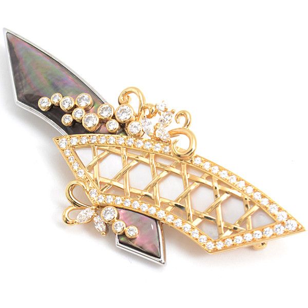 Mikimoto Mikimoto Mikimoto Diamond Shell Design Brooch K18YG×WG Gold Others Brooch in Great Condition Size ONE SIZE - 1 Thumbnail