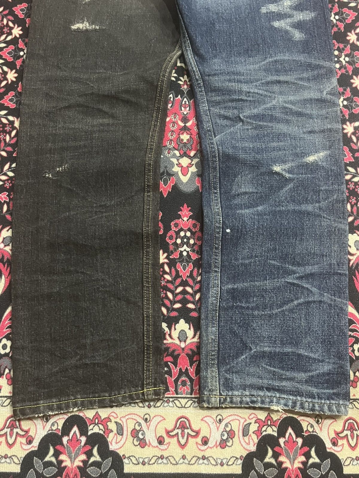 Japanese Brand Maison Conception Libre Two Toned Distressed Whisker Jeans Size US 32 / EU 48 - 9 Thumbnail