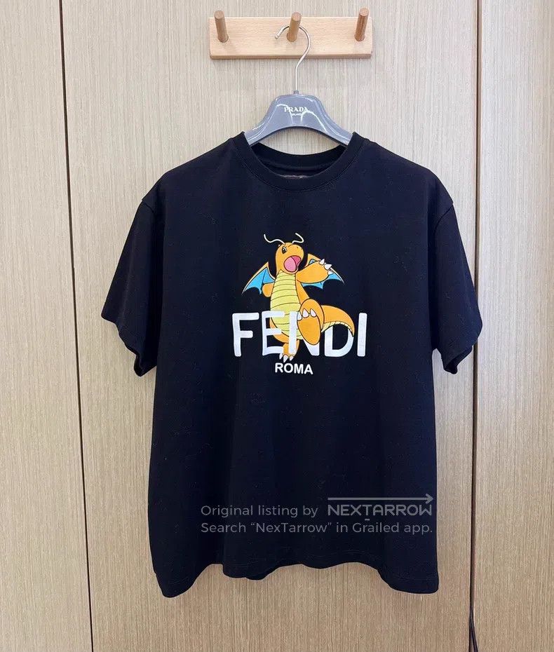 Fendi Black Pokemon Pikachu Collaboration T-Shirt