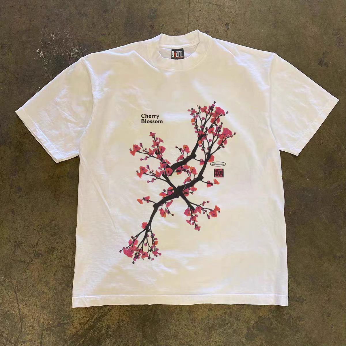 Vintage White Casual Retro Cherry Blossom Print T-Shirt Size US M / EU 48-50 / 2 - 1 Thumbnail